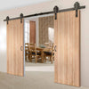 Double Sliding Door & Track - Wexford Oak Panel Door - Unfinished
