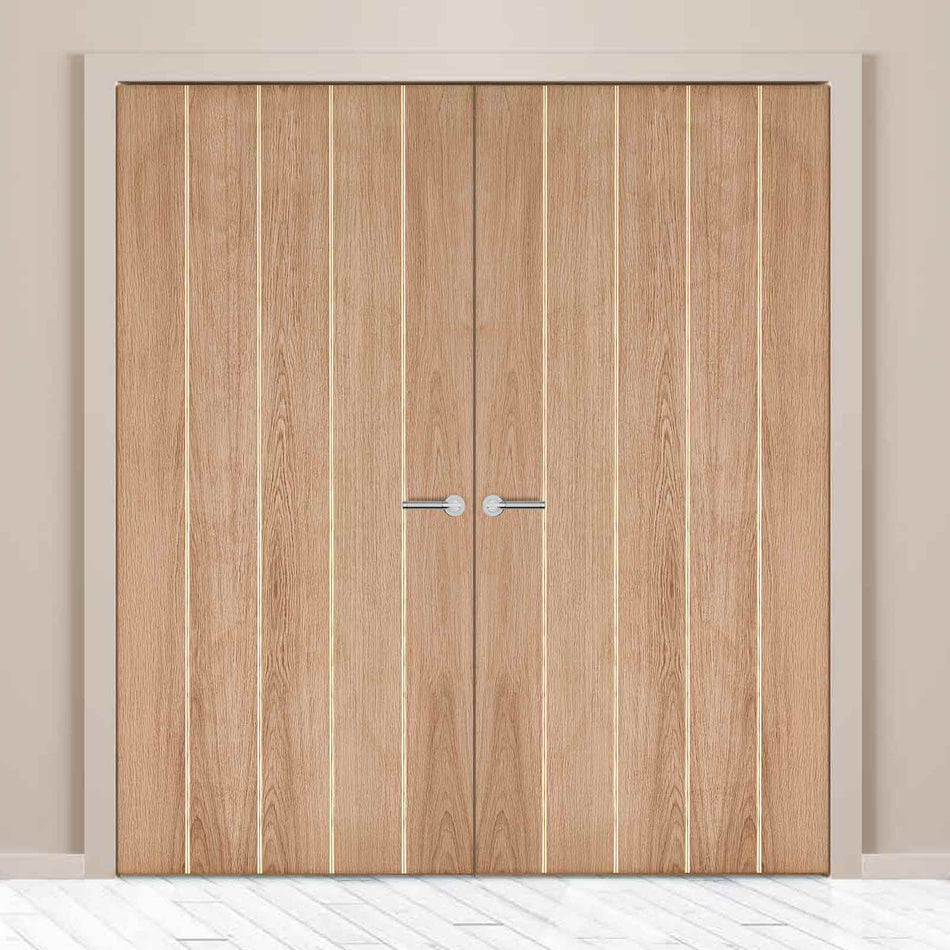 Wexford Oak Panel Fire Door Pair - 1/2 Hour Fire Rated