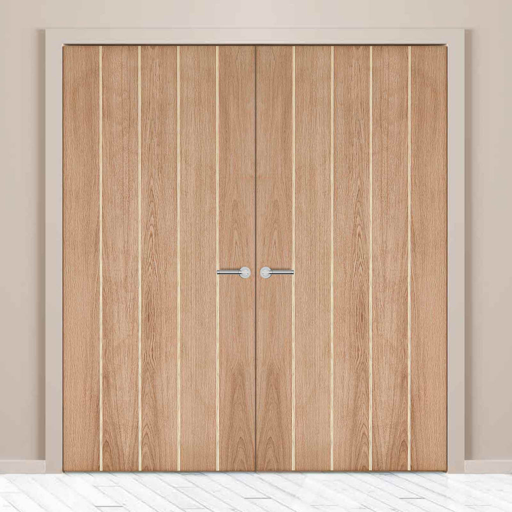 Wexford Oak Panel Fire Door Pair - 1/2 Hour Fire Rated