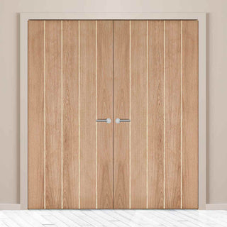 Image: Wexford Oak Panel Fire Door Pair - 1/2 Hour Fire Rated
