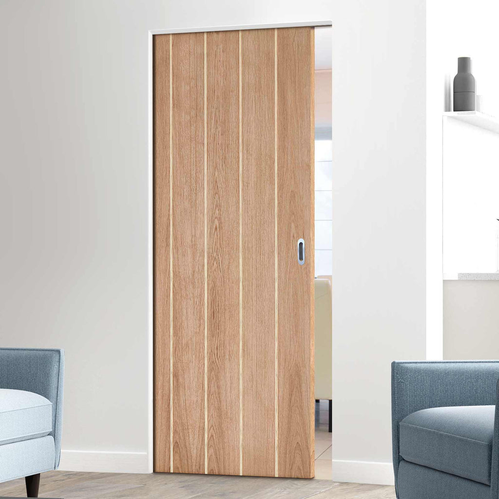 Wexford Oak Flush Absolute Evokit Single Pocket Doors - Unfinished