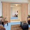 Double Sliding Door & Wall Track - Wexford Oak Panel Doors - Unfinished