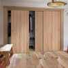 Minimalist Wardrobe Door & Frame Kit - Three Wexford Oak Panel Doors - Unfinished
