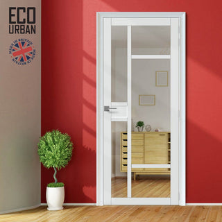 Image: Handmade Eco-Urban Jura 5 Pane 1 Panel Solid Wood Internal Door UK Made DD6431G Clear Glass - Eco-Urban® Cloud White Premium Primed