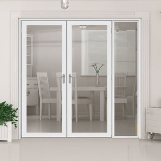 Image: Room Divider - Handmade Eco-Urban® Baltimore Door Pair DD6301C - Clear Glass - Premium Primed - Colour & Size Options