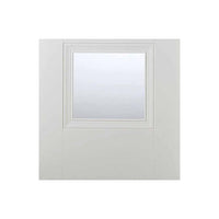 Two Sliding Doors and Frame Kit - Amsterdam 3 Panel Door - Clear Glass - White Primed
