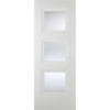 Double Sliding Door & Wall Track - Amsterdam 3 Panel Doors - Clear Glass - White Primed