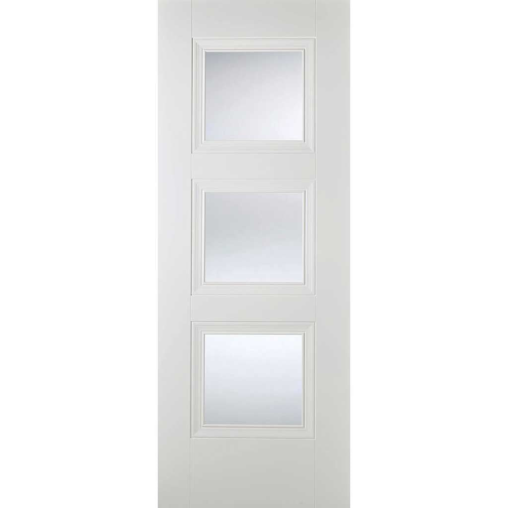 Three Folding Doors & Frame Kit - Amsterdam 3 Panel 3+0 - Clear Glass - White Primed