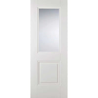 Double Sliding Door & Wall Track - Arnhem 1 Pane 1 Panel Doors - Clear Glass - White Primed