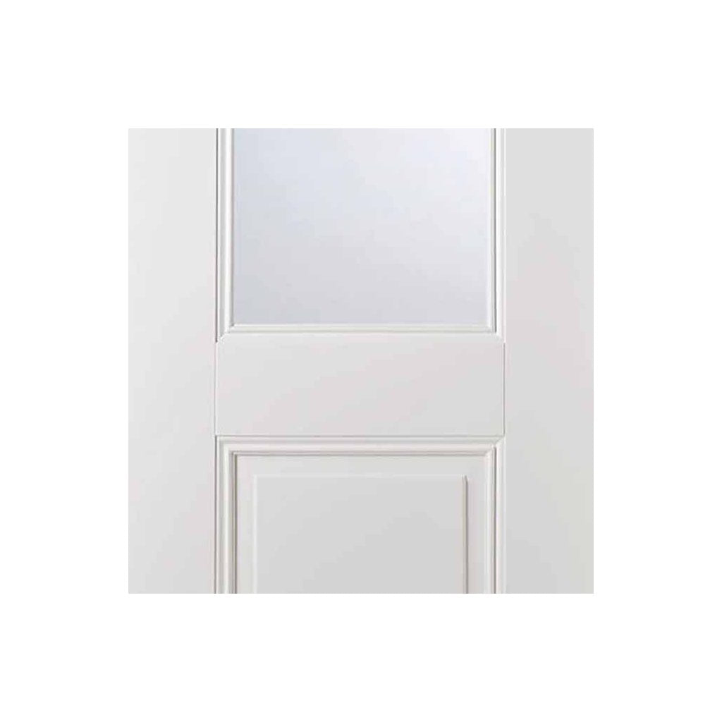 Double Sliding Door & Wall Track - Arnhem 1 Pane 1 Panel Doors - Clear Glass - White Primed