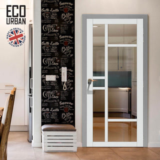 Image: Handmade Eco-Urban Isla 6 Pane Solid Wood Internal Door UK Made DD6429G Clear Glass - Eco-Urban® Cloud White Premium Primed