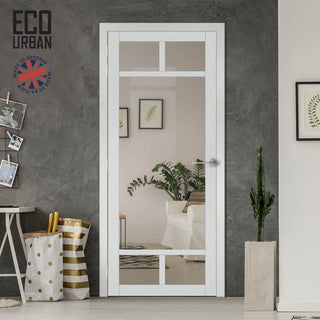 Image: Handmade Eco-Urban Sydney 5 Pane Solid Wood Internal Door UK Made DD6417G Clear Glass - Eco-Urban® Cloud White Premium Primed