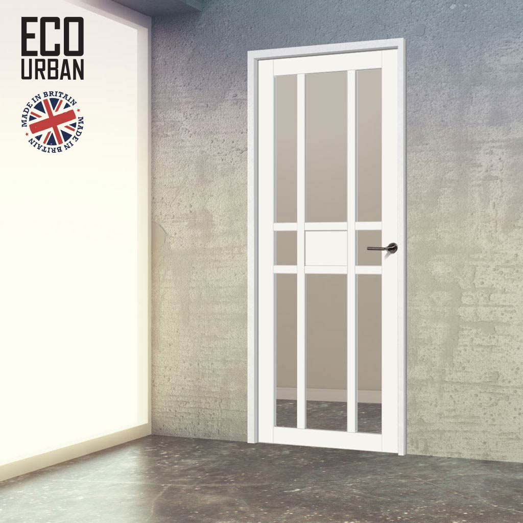 Handmade Eco-Urban Tromso 8 Pane 1 Panel Door DD6402G Clear Glass - White Premium Primed