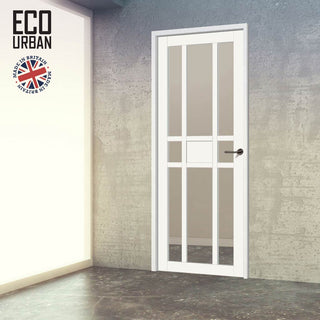 Image: Handmade Eco-Urban Tromso 8 Pane 1 Panel Solid Wood Internal Door UK Made DD6402G Clear Glass - Eco-Urban® Cloud White Premium Primed