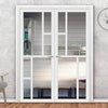 Eco-Urban Cairo 6 Pane Solid Wood Internal Door Pair UK Made DD6419G Clear Glass - Eco-Urban® Cloud White Premium Primed