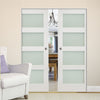 Coventry Shaker Absolute Evokit Double Pocket Doors - Frosted Glass - White Primed