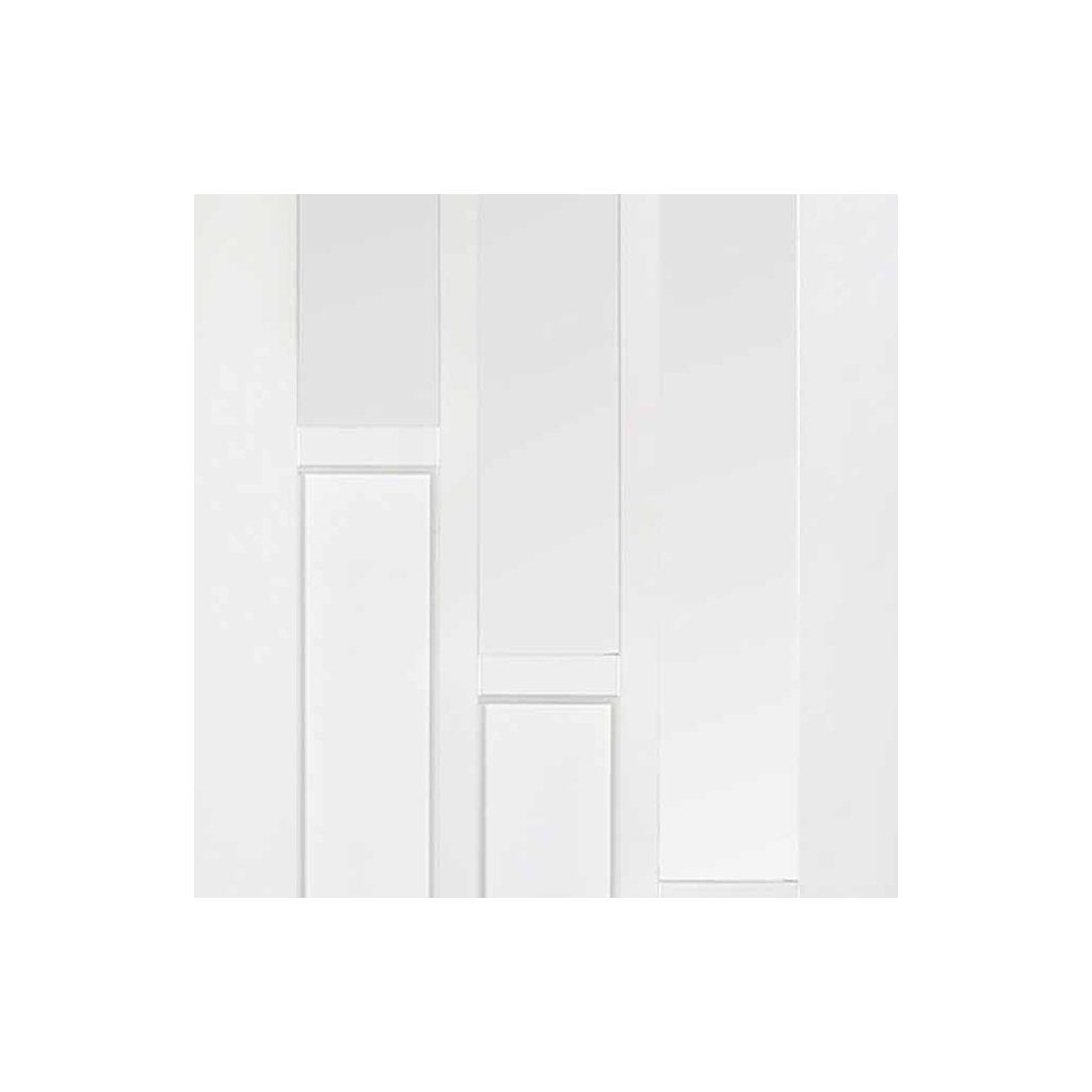 Four Sliding Doors and Frame Kit - Coventry Door - Clear Glass - White Primed