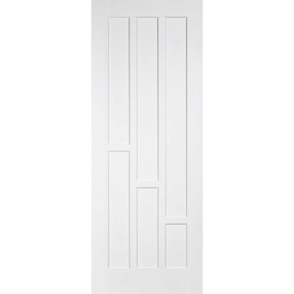 Double Sliding Door & Wall Track - Coventry Panel Doors - White Primed