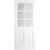 Canterbury 6 Pane 2 Panel Door - Clear Glass - White Primed