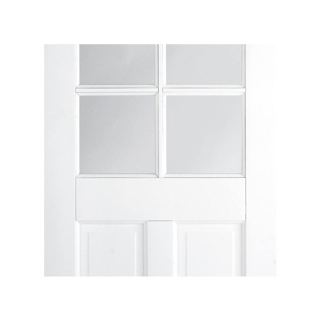 Canterbury 6 Pane 2 Panel Door - Clear Glass - White Primed