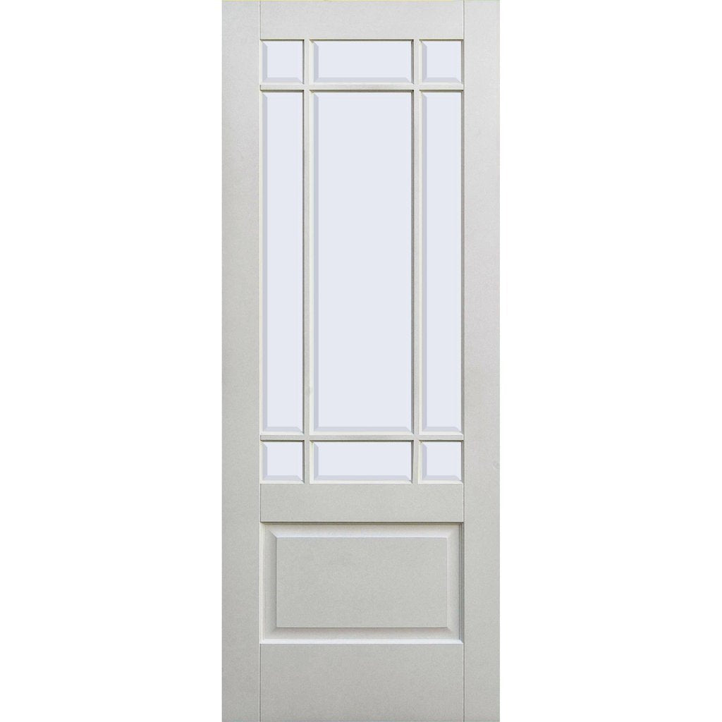 Two Folding Doors & Frame Kit - Downham 2+0 - Bevelled Clear Glass - White Primed