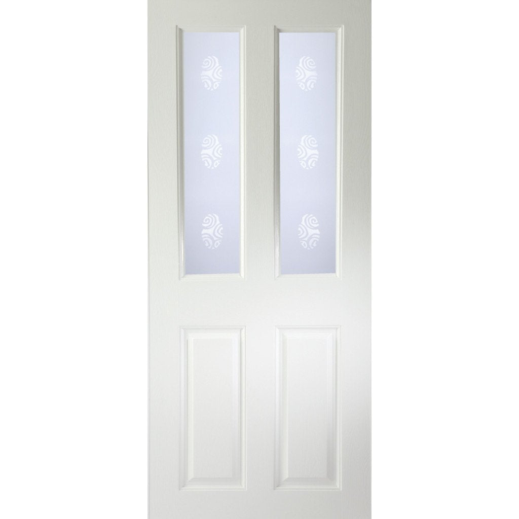 Grainger Internal PVC Door Pair - Gaines Sandblasted Glass