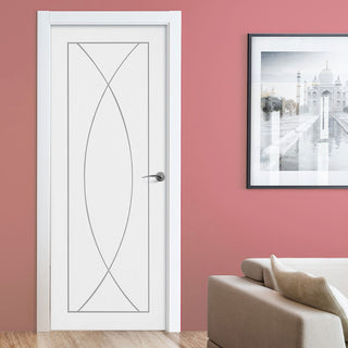 Image: Simpli Fire Door Set - Pesaro Flush Fire Door - White Primed