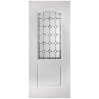 White PVC classic door with grained faces diamond sparkle style toughened glass 