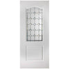 White PVC classic door with grained faces diamond sparkle style toughened glass 