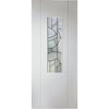 White PVC contemporary door with lightly grained faces forfar abstract style toughened clear glass 