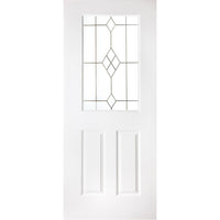 White PVC eldon door with grained faces starburst style toughened glass 