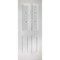 White PVC grainger door with grained faces black fusion style toughened glass 