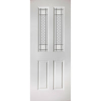 White PVC grainger door with grained faces victorian style toughened glass 