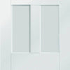 Three Sliding Doors and Frame Kit - Malton Shaker Door - Clear Glass - White Primed