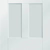 Four Sliding Doors and Frame Kit - Malton Shaker Door - Clear Glass - White Primed
