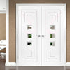 Simpli Double Door Set - Altino Door - Clear Glass - White Primed