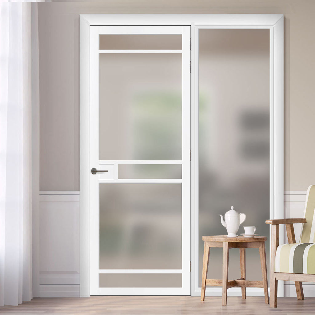 Bespoke Room Divider - Eco-Urban® Sheffield Door DD6312F - Frosted Glass with Full Glass Side - Premium Primed - Colour & Size Options