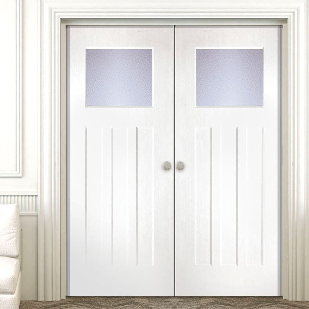 Edwardian Lightly Grained PVC Door Pair - Glass Options