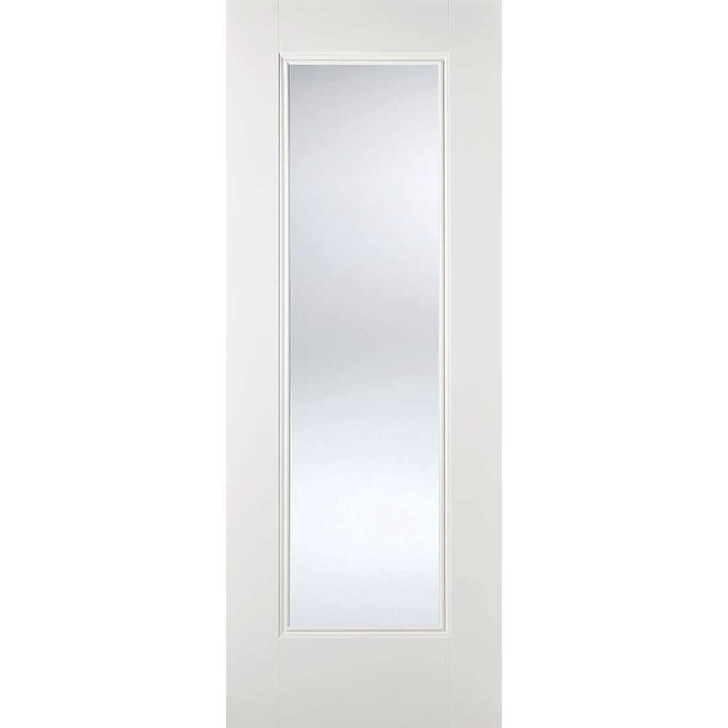 Single Sliding Door & Wall Track - Eindhoven  1 Pane Door - Clear Glass - White Primed