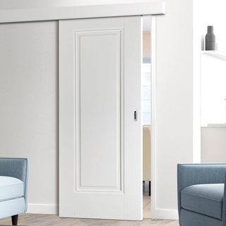 Image: Single Sliding Door & Wall Track - Eindhoven 1 Panel Door - White Primed