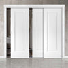 Three Sliding Wardrobe Doors & Frame Kit - Eindhoven 1 Panel Door - White Primed