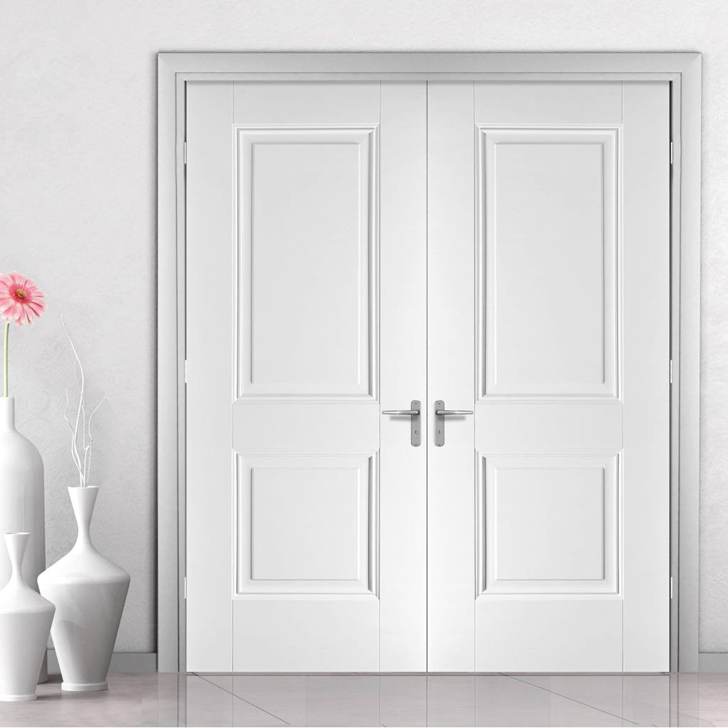 LPD Joinery Arnhem 2 Panel Fire Door Pair - 1/2 Hour Fire Rated - White Primed