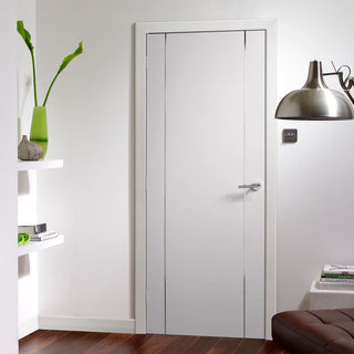 Image: Simpli Door Set - Forli White Flush Door - Aluminium Inlay - Prefinished