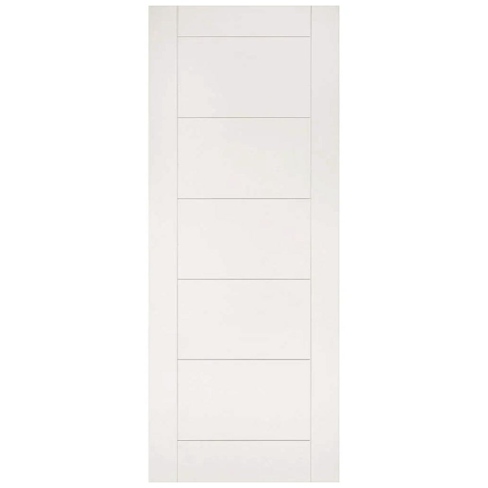 Single Sliding Door & Black Barn Track - Seville White Primed Flush Door