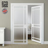 Eco-Urban Leith 9 Pane Solid Wood Internal Door Pair UK Made DD6316SG - Frosted Glass - Eco-Urban® Cloud White Premium Primed