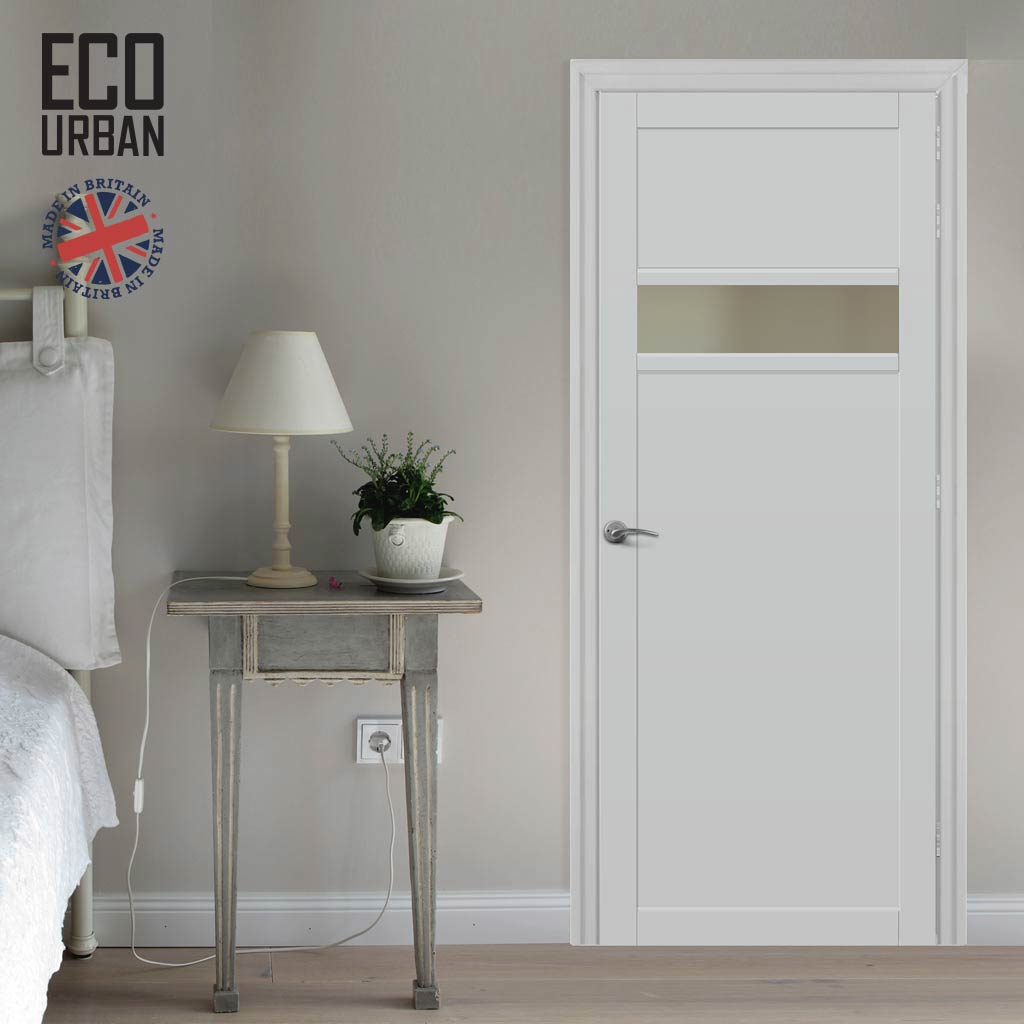 Handmade Eco-Urban Orkney 1 Pane 2 Panel Door DD6403SG Frosted Glass - White Premium Primed
