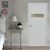 Handmade Eco-Urban Orkney 1 Pane 2 Panel Solid Wood Internal Door UK Made DD6403SG Frosted Glass - Eco-Urban® Cloud White Premium Primed