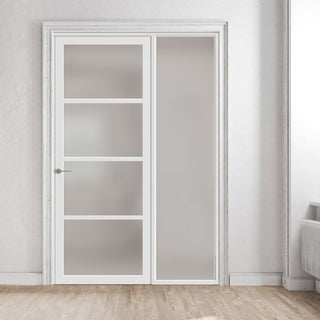 Image: Room Divider - Handmade Eco-Urban® Brooklyn Door DD6308F - Frosted Glass - Premium Primed - Colour & Size Options