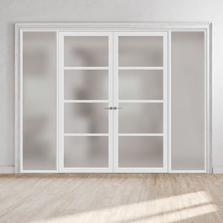 Image: Room Divider - Handmade Eco-Urban® Brooklyn with Two Sides DD6308F - Frosted Glass - Premium Primed - Colour & Size Options