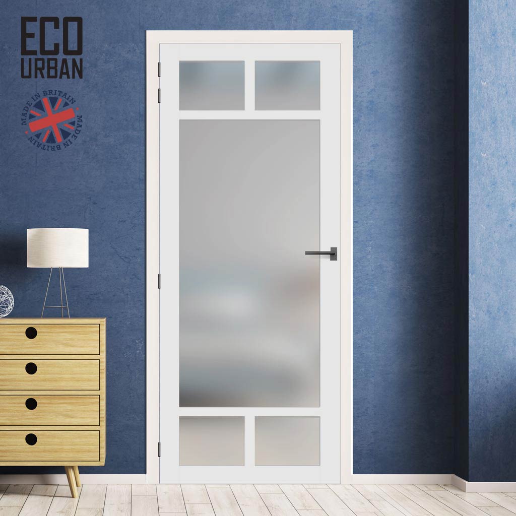 Handmade Eco-Urban Sydney 5 Pane Solid Wood Internal Door UK Made DD6417SG Frosted Glass - Eco-Urban® Cloud White Premium Primed